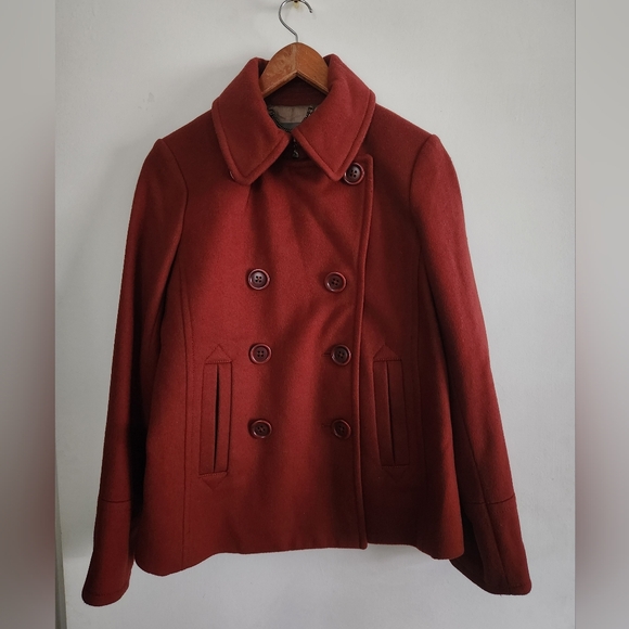 J Crew Wool Peacoat Nello Gori Henna Red Size 6 - Picture 2 of 8